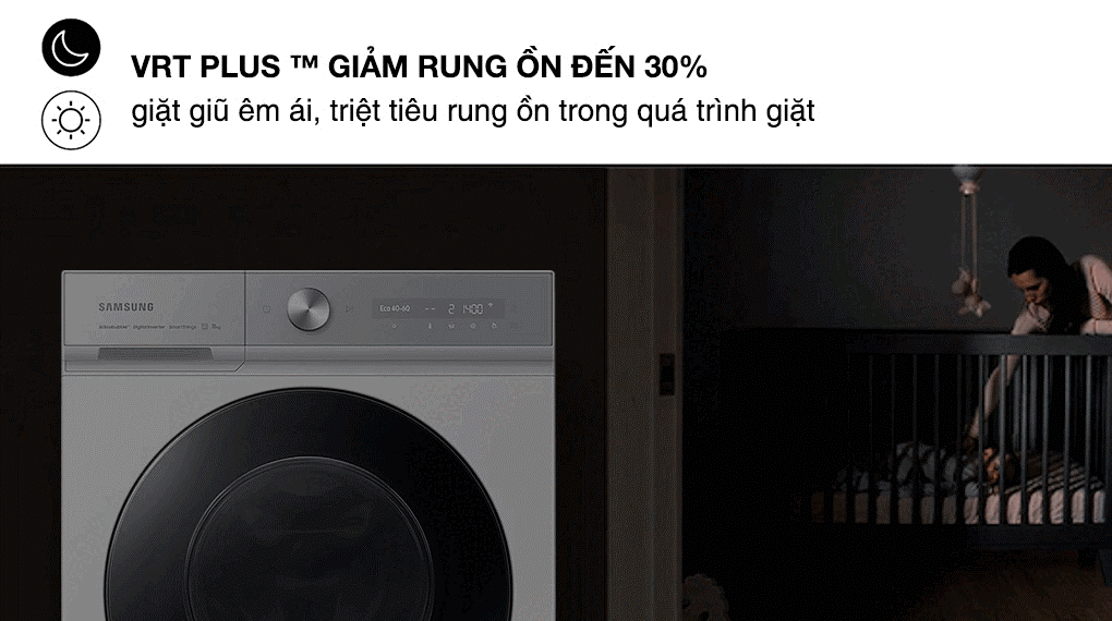 Máy giặt sấy Samsung Bespoke AI Inverter Giặt 12 Kg - Sấy 8 Kg WD12BB944DGHSV